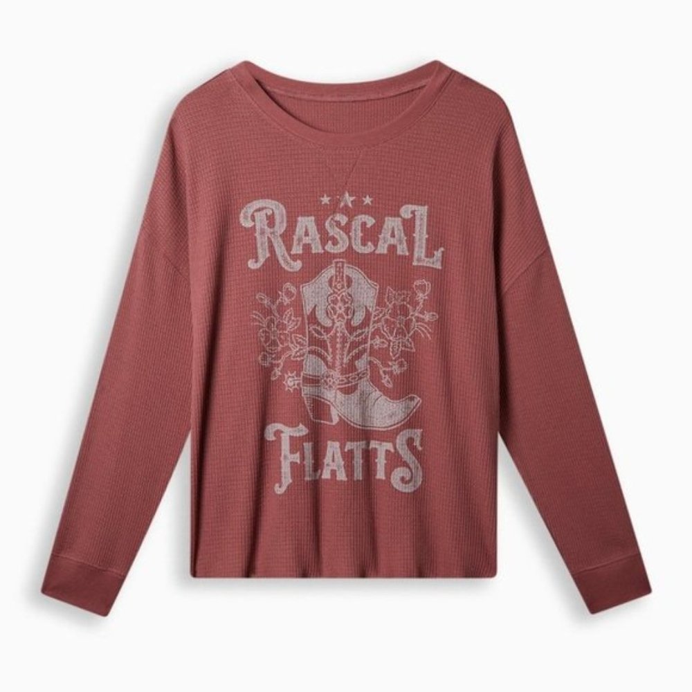 Torrid - Rascal Flatts Waffle Crop Long Sleeve Tee in Wild Ginger